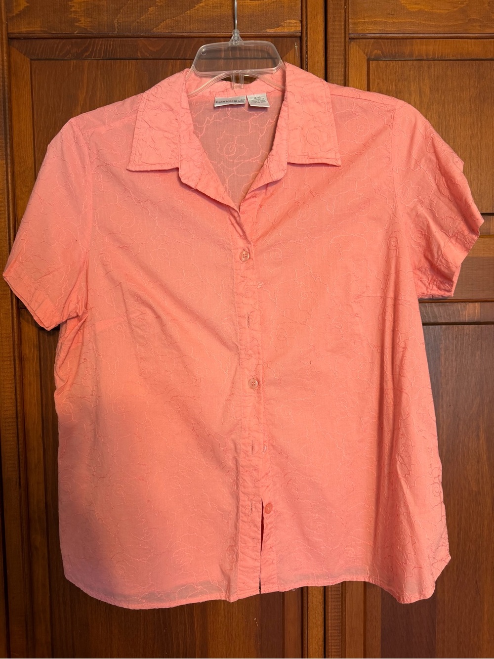 Fashion Bug Coral Embroidered 100% Cotton Blouse size 18/20